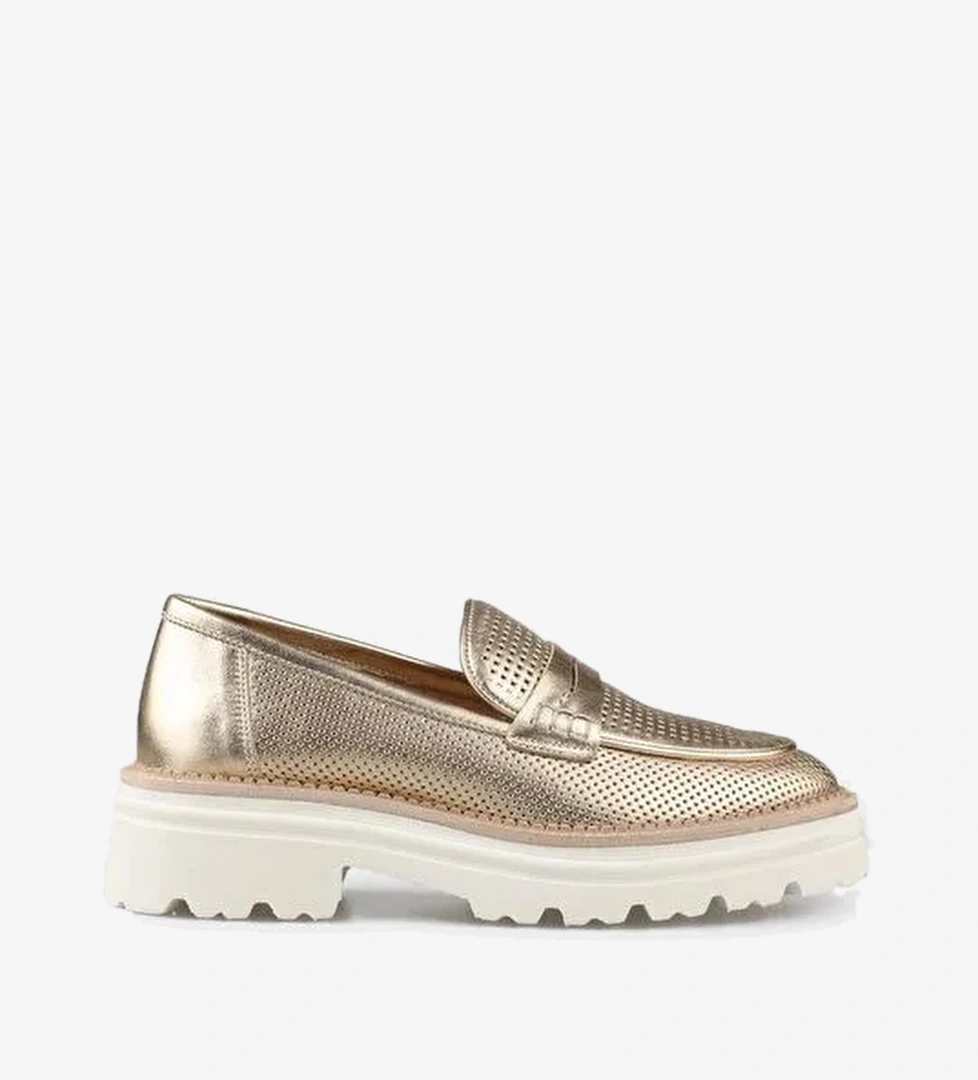 Gold Deri Kadın Günlük Ayakkabı - Görsel 1