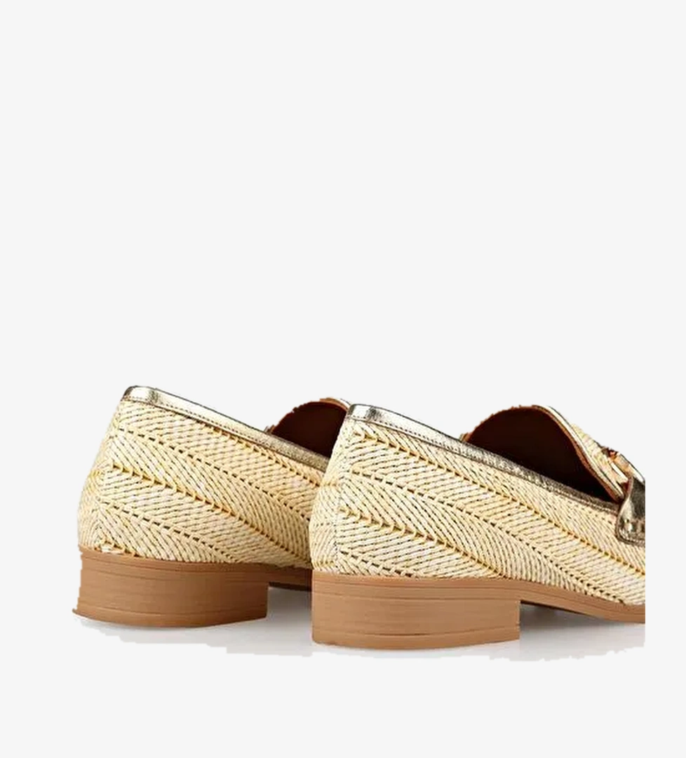 Bej Deri Kadın Günlük Ayakkabı - Görsel 1