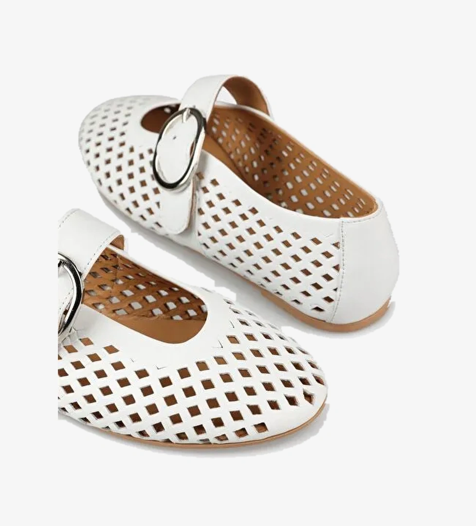 Beyaz Deri Kadın Günlük Ayakkabı - Görsel 1