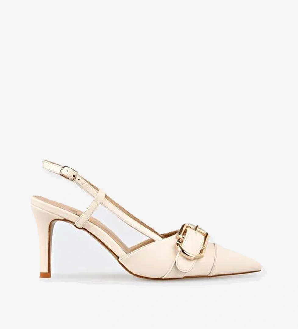 Ekru Kadın Topuklu Ayakkabı - Görsel 1