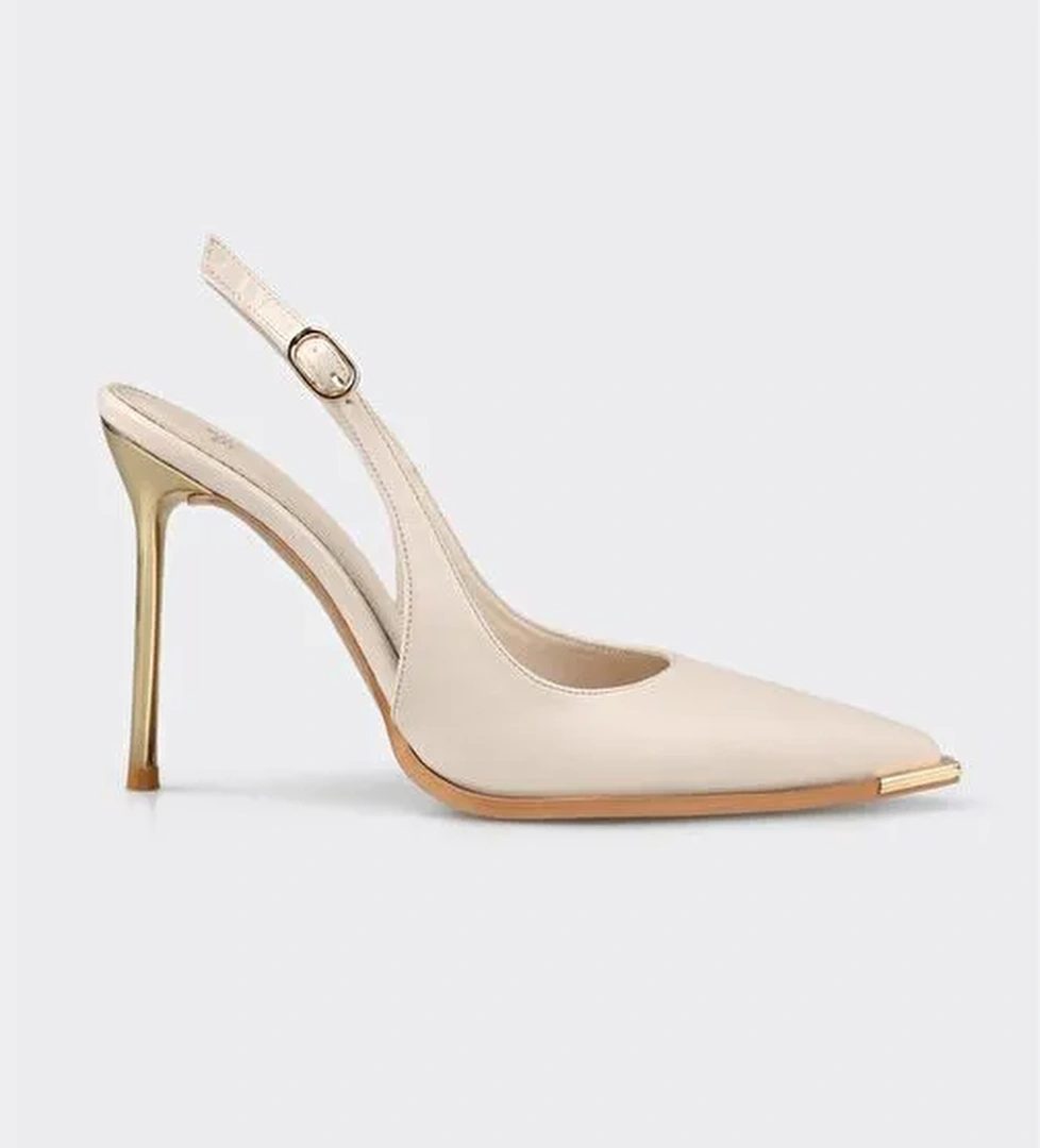 Ekru Kadın Yüksek Topuk Ayakkabı - Görsel 1