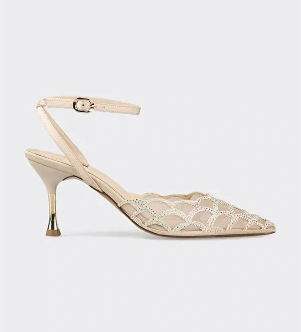 Bej Kadın Topuklu Ayakkabı - Görsel 1