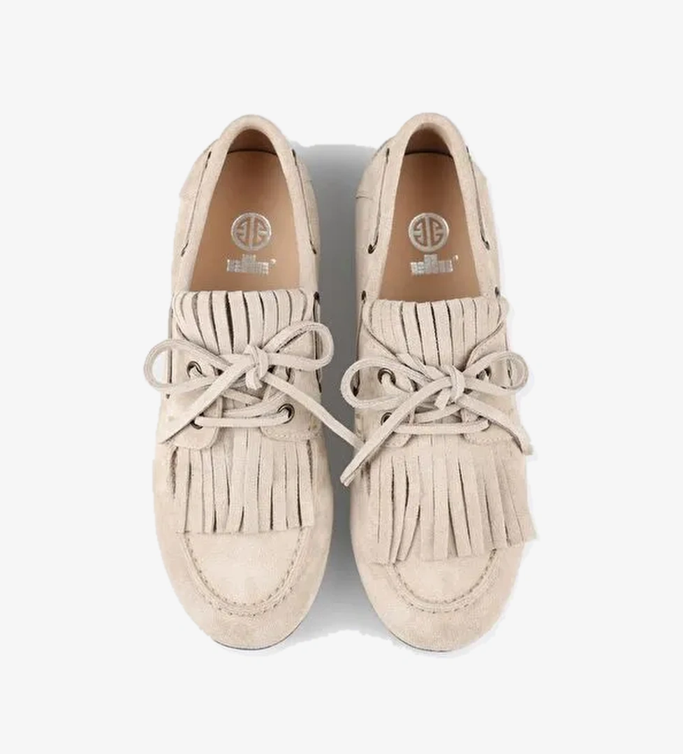 Bej Deri Kadın Günlük Ayakkabı - Görsel 1