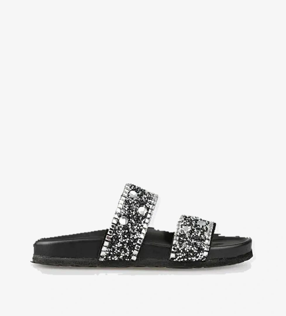 Siyah Deri Kadın Terlik - Görsel 1