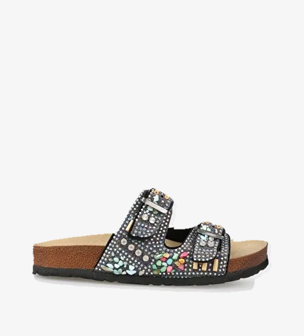 Siyah Deri Kadın Terlik - Görsel 1