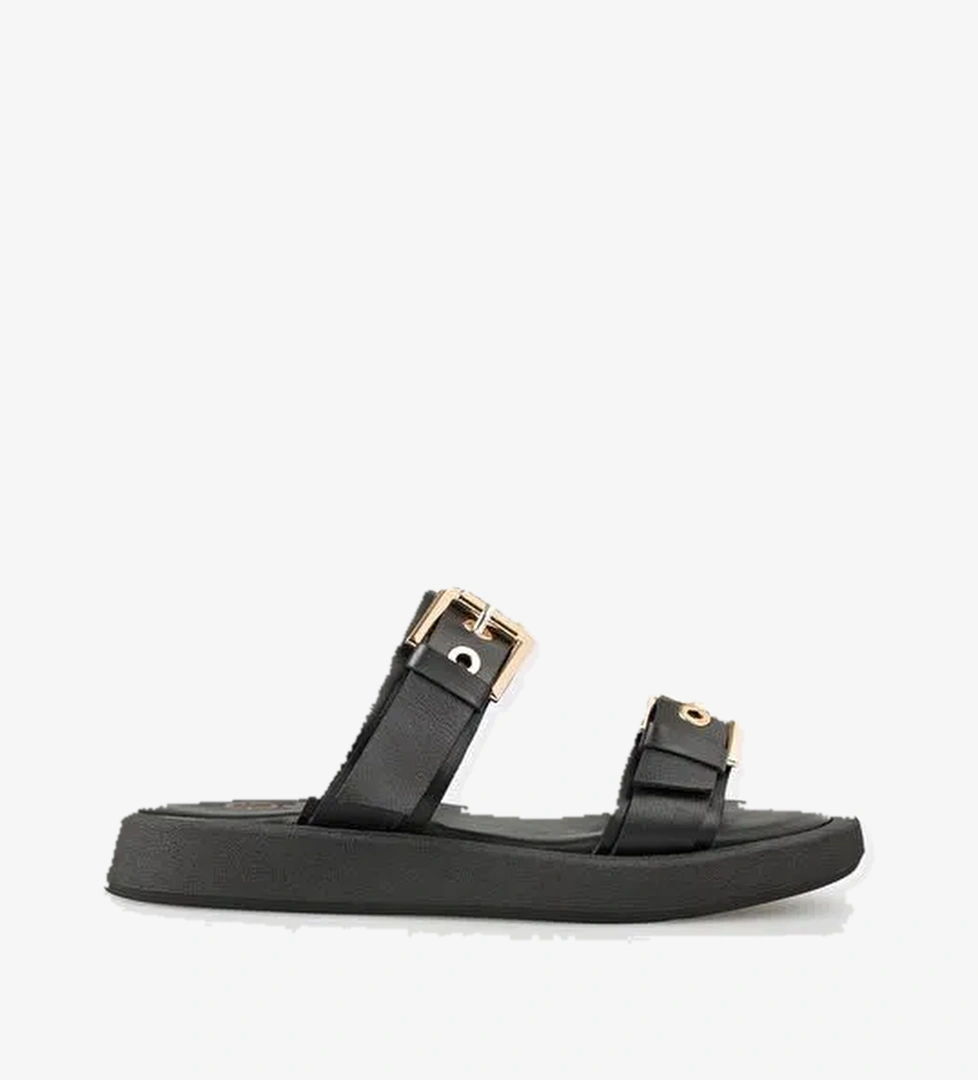 Siyah Deri Kadın Spor Terlik - Görsel 1