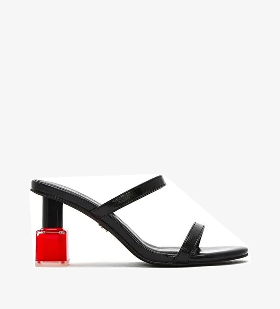 Kadın Siyah Kalın Topuklu Terlik 25SFD444118 - Görsel 1