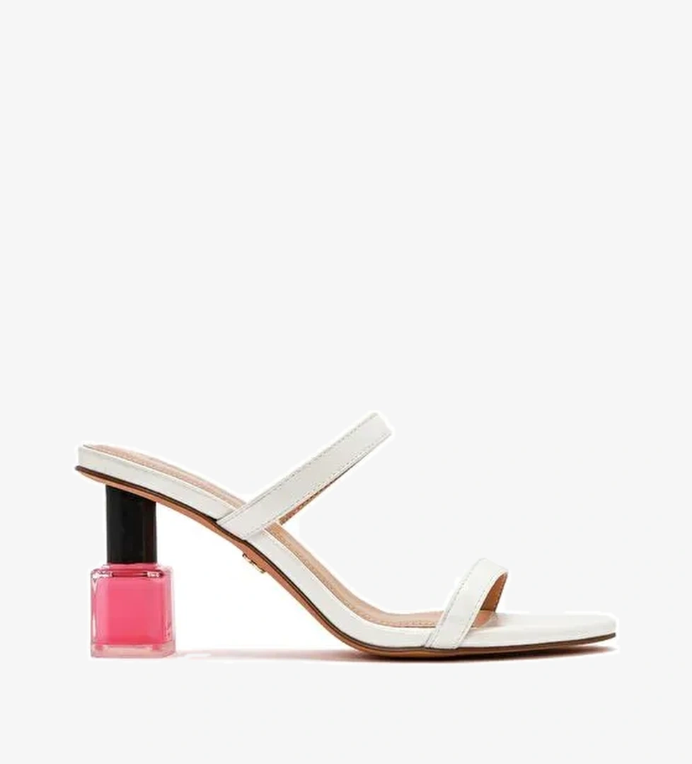 Kadın Beyaz Kalın Topuklu Terlik 25SFD444118