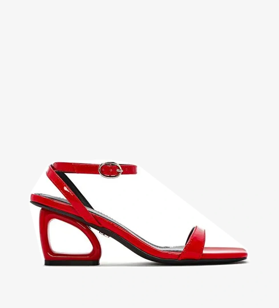 Derimod Derimod Kadın Kırmızı Bilekten Tokalı Topuklu Sandalet 25SFD444016 Sandalet & Terlik | Boyner Kırmızı - 1. görsel