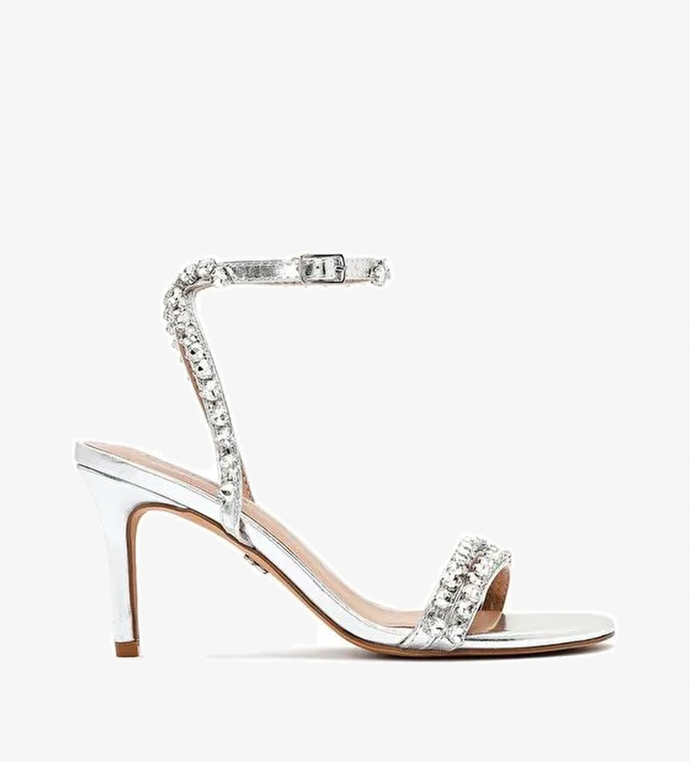 Derimod Derimod Kadın Gümüş Bilekten Tokalı Taşlı İnce Topuklu Sandalet 25SFD443914 Sandalet & Terlik | Boyner Gümüş - 1. görsel