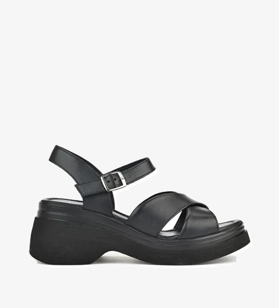 Ziya, Kadın Hakiki Deri Topuklu Sandalet 151992Z64004 Siyah - Görsel 1