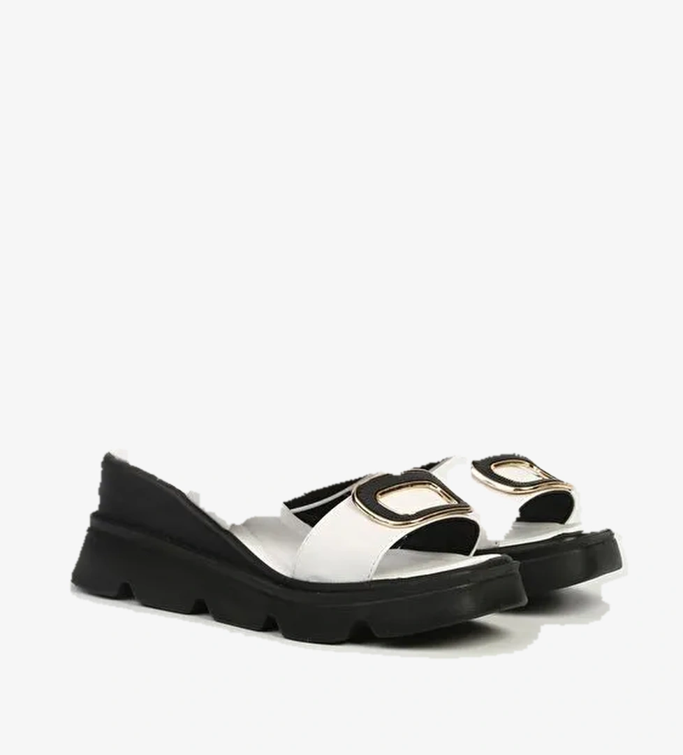 Pierre Cardin Beyaz Kadın Topuklu Terlik PC-7531 - Görsel 1