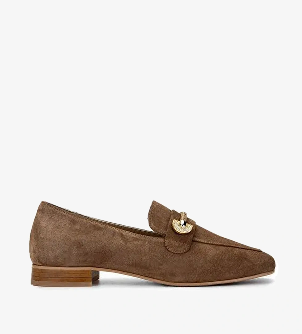 Tamer Tanca Kadın Hakiki Deri Tütün Süet Loafer Ayakkabı - Görsel 1