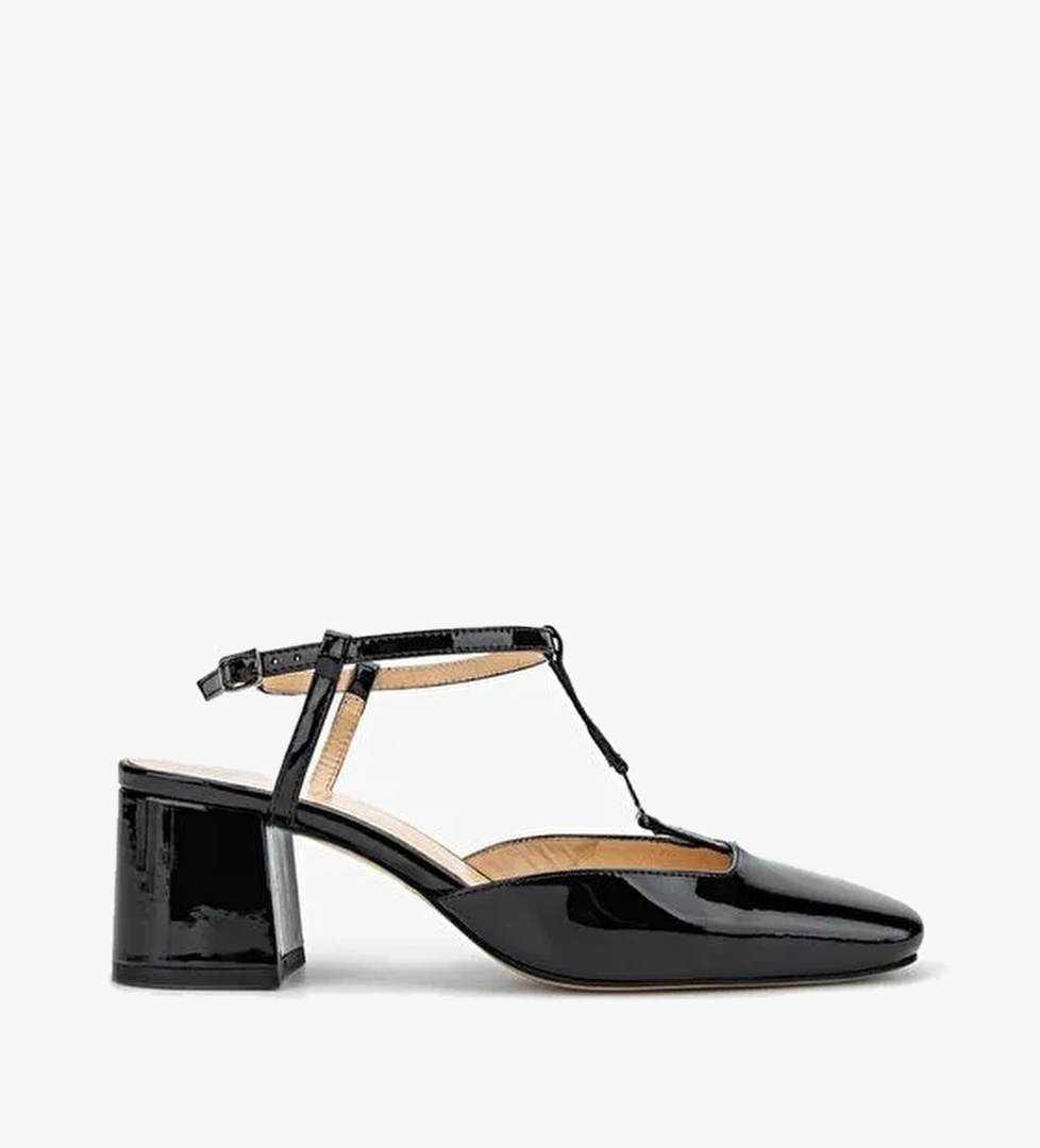 Valmenti Rachelle Kadın Siyah Rugan Hakiki Deri Topuklu Ayakkabı - Görsel 1