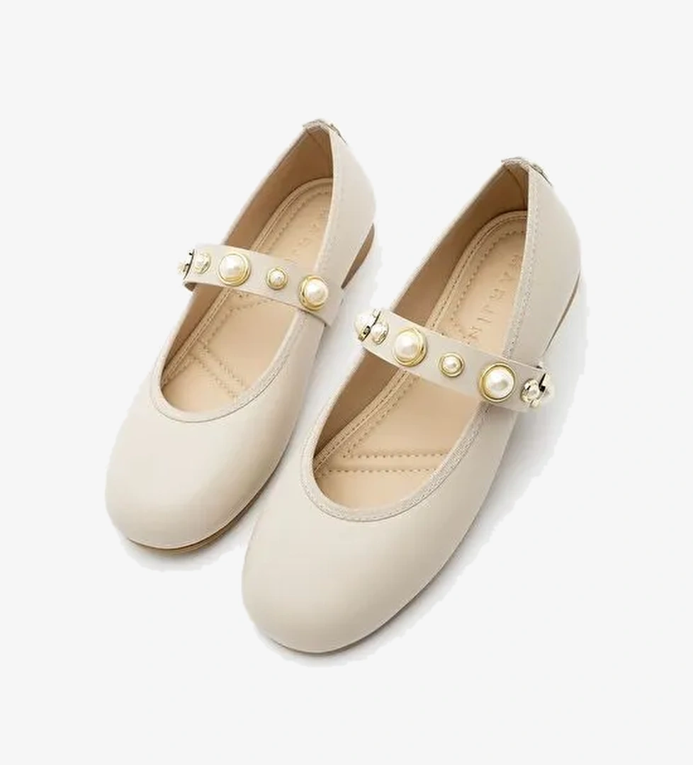 Kadın İncili Bantlı Babet Vesma Bej - Görsel 1