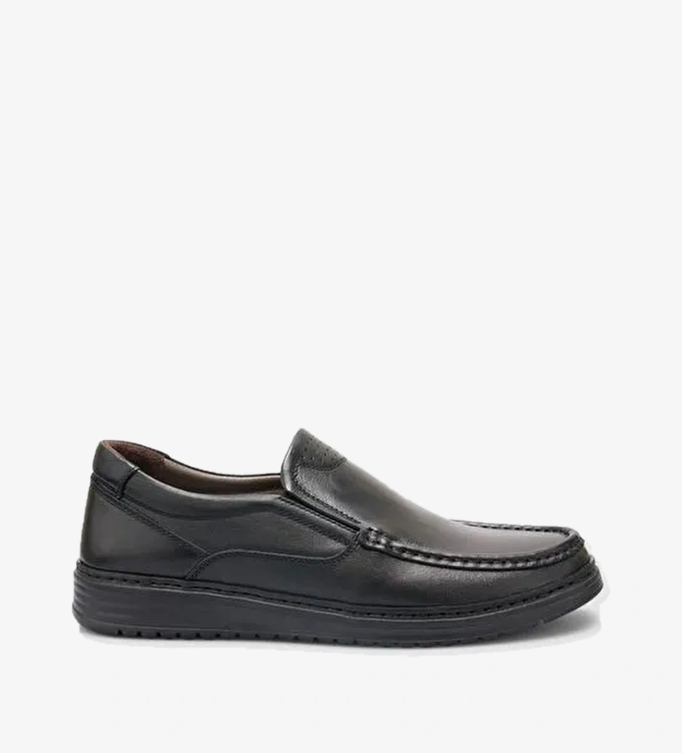 %100 Hakiki Deri Siyah Erkek Günlük Ayakkabı - Görsel 1