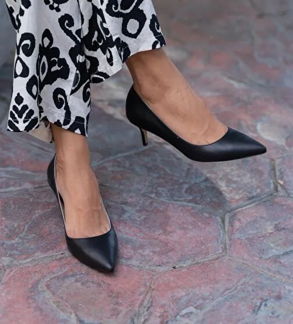 Ece'nin Butiği Ece'nin Butiği Nell Siyah Deri Stiletto Topuklu Ayakkabı | Boyner Siyah - 1. görsel