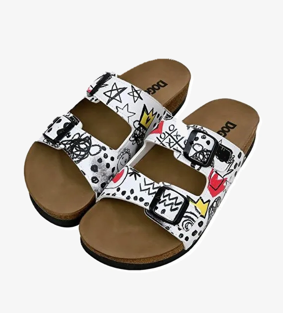 Kadın Vegan Deri Beyaz Terlik - Icon Tasarım - Görsel 1