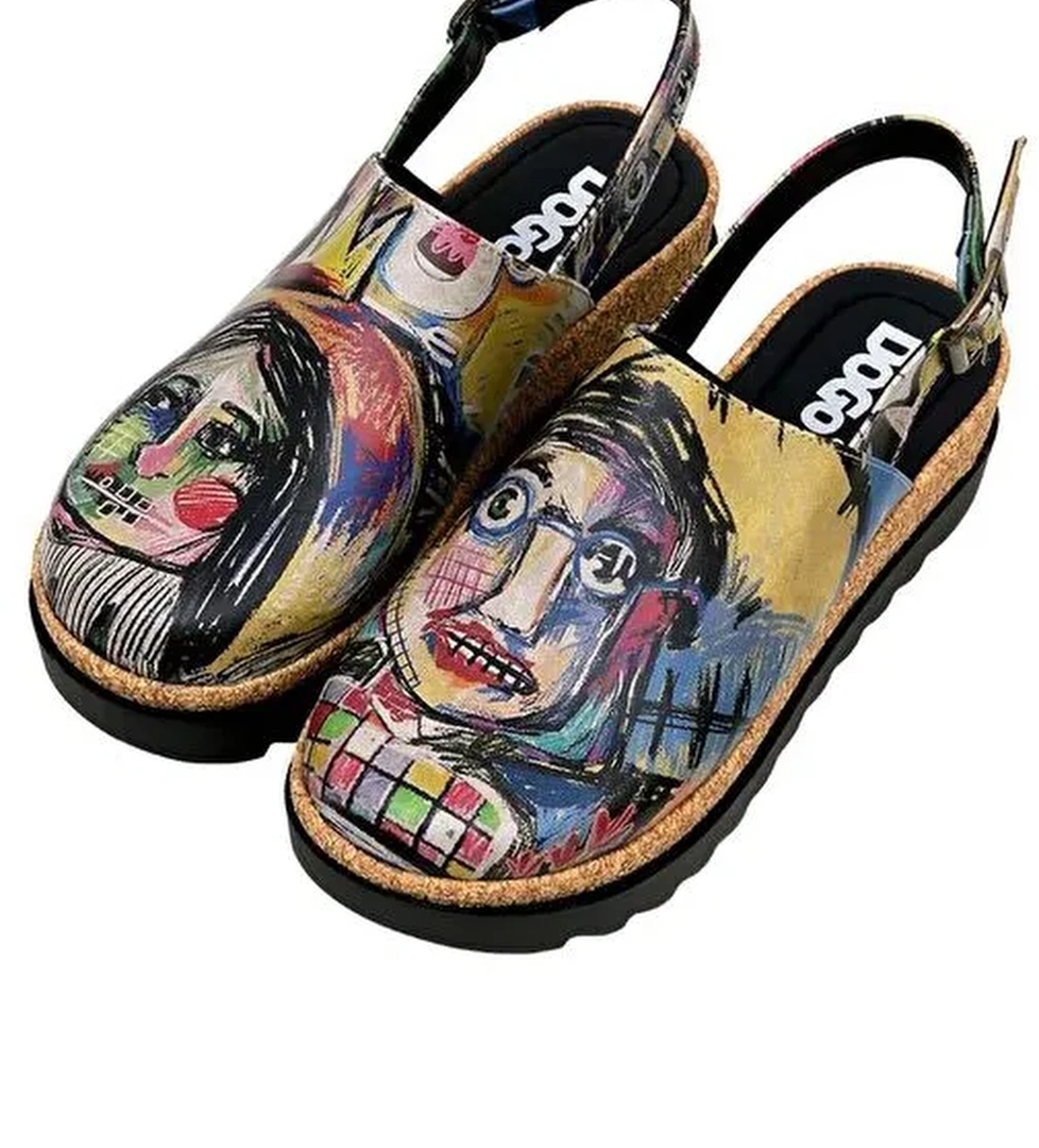 Kadın Vegan Deri Çok Renkli Kalın Taban Sandalet - Live and Save Tasarım - Görsel 1