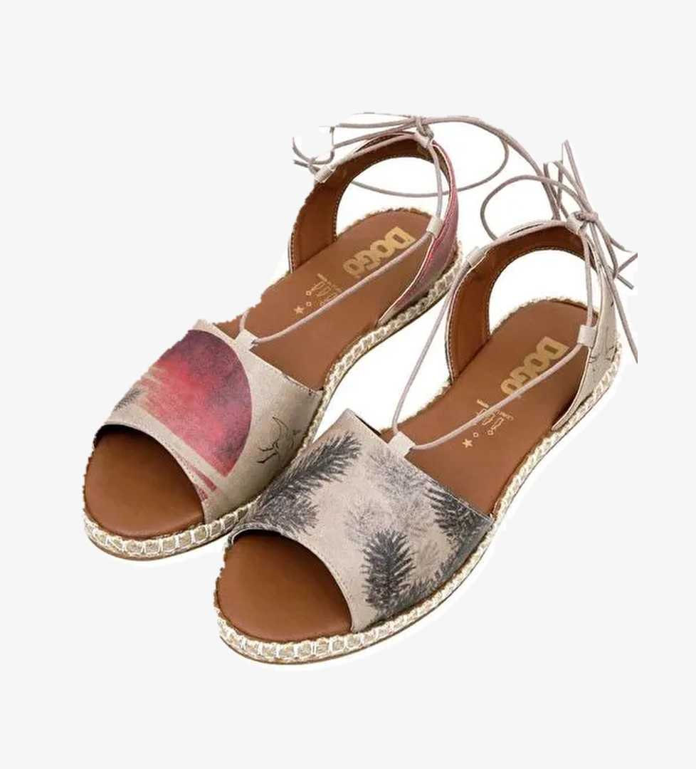 Kadın Vegan Deri Çok Renkli Bağcıklı Sandalet - Stork in the Flight Tasarım - Görsel 1