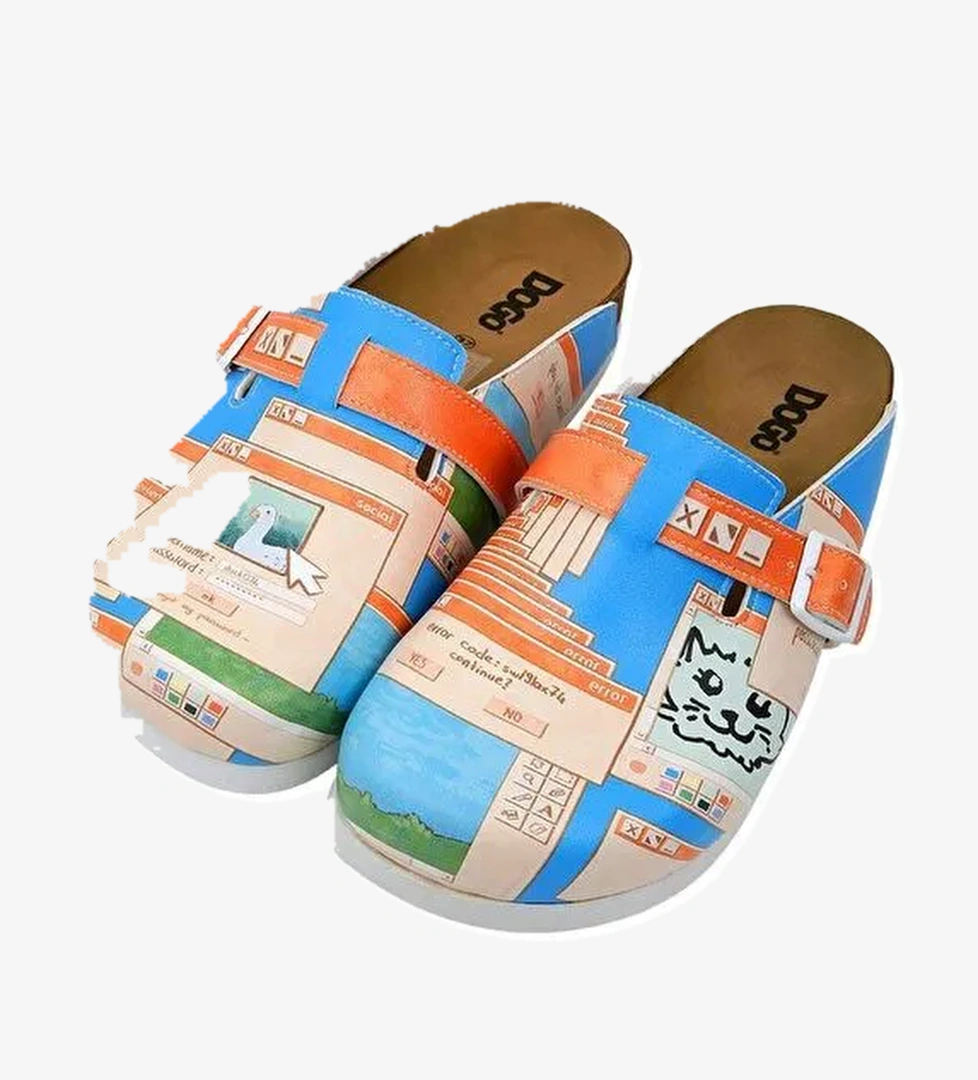 Kadın Vegan Deri Çok Renkli Terlik - Error Code Tasarım - Görsel 1