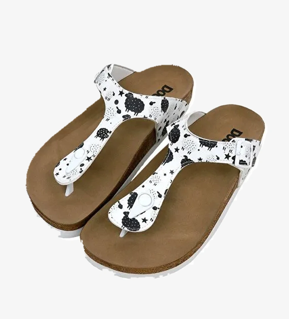 Kadın Vegan Deri Beyaz Parmak Arası Terlik - Count Sheeps Tasarım - Görsel 1