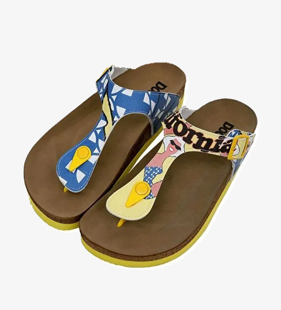 Kadın Vegan Deri Çok Renkli Parmak Arası Terlik - Southern California Tasarım - Görsel 1