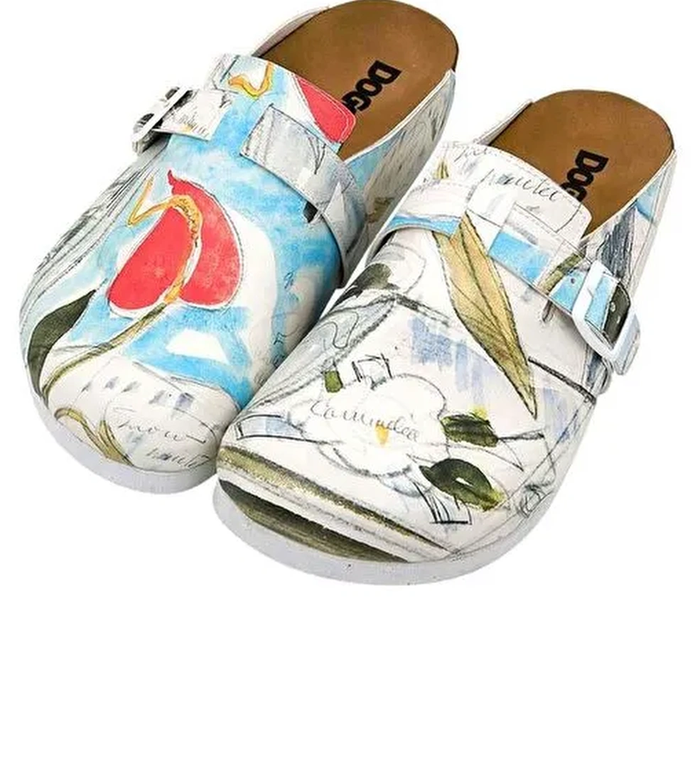 Kadın Vegan Deri Çok Renkli Terlik - Hartley's Flower Tasarım - Görsel 1