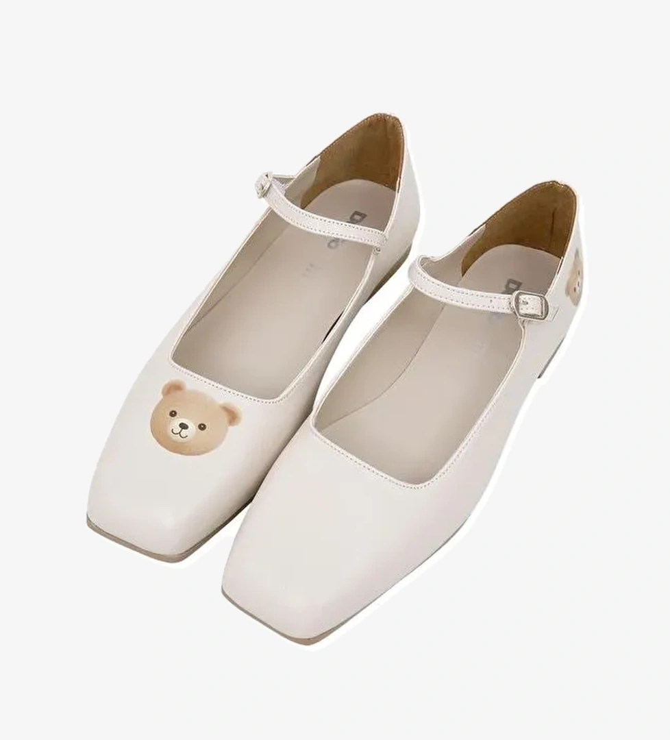 Kadın Vegan Deri Bej Babet - Teddy Tasarım - Görsel 1