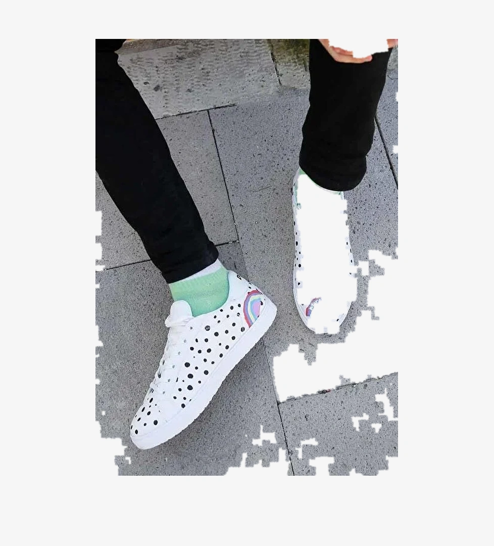 Erkek Vegan Deri Beyaz Günlük Sneakers - More Self Love Tasarım - Görsel 1