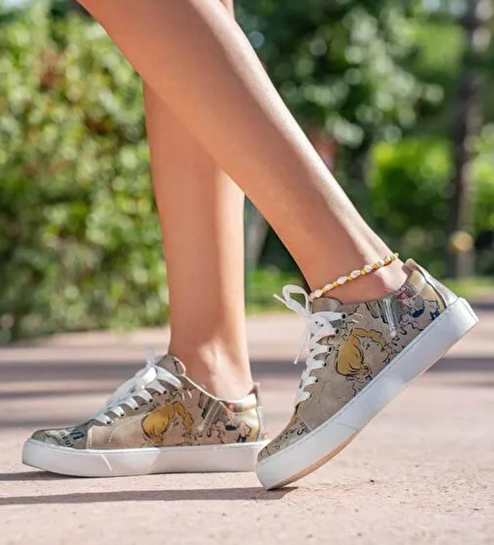 Kadın Vegan Deri Bej Sneakers - Artisan Tasarım - Görsel 1