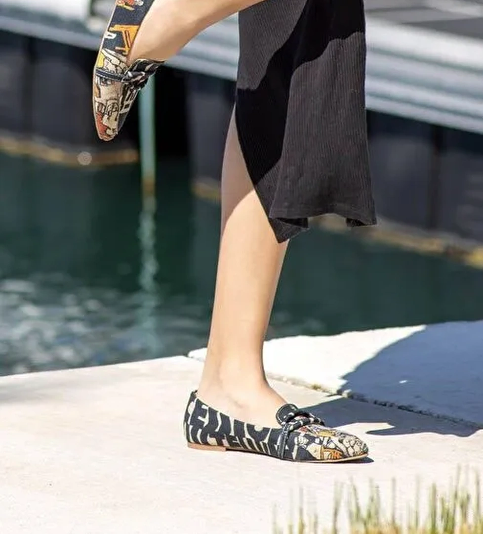 Kadın Vegan Deri Çok Renkli Babet - Supper Tasarım - Görsel 1