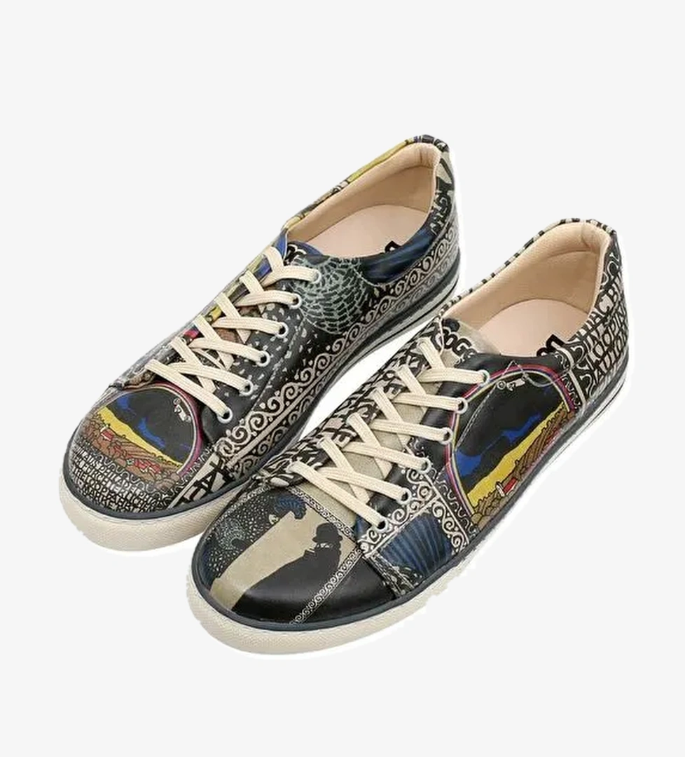 Erkek Vegan Deri Siyah Sneakers - Variete Nummer 11 Tasarım - Görsel 1