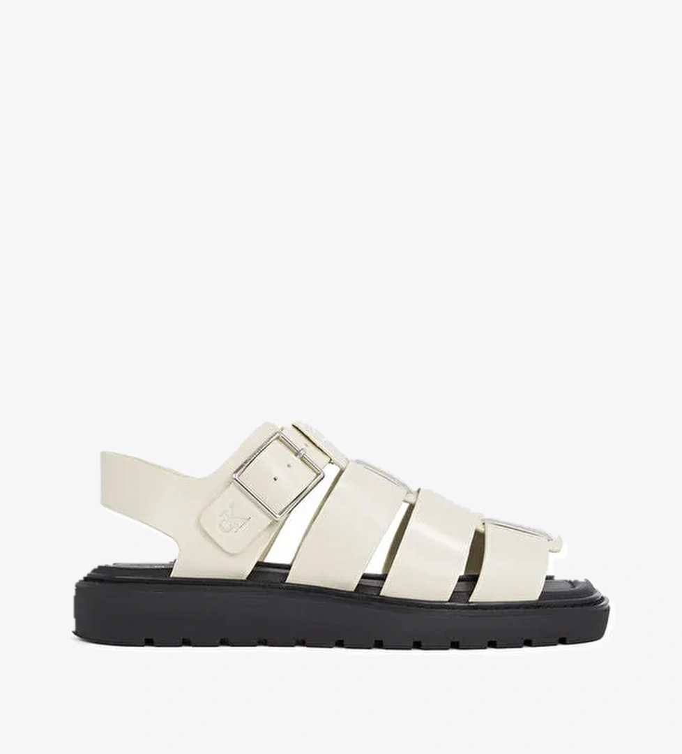 Calvin Klein Ekru Kadın Deri Sandalet YW0YW01700 - Görsel 1