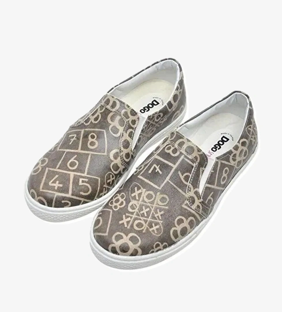 Çocuk Vegan Deri Gri Bağcıksız Sneakers - Go Outside Tasarım - Görsel 1