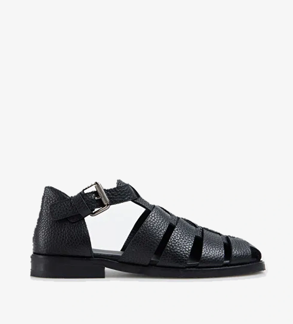 Divarese Divarese Siyah Kadın Deri Sandalet 5027101-052 model görseli