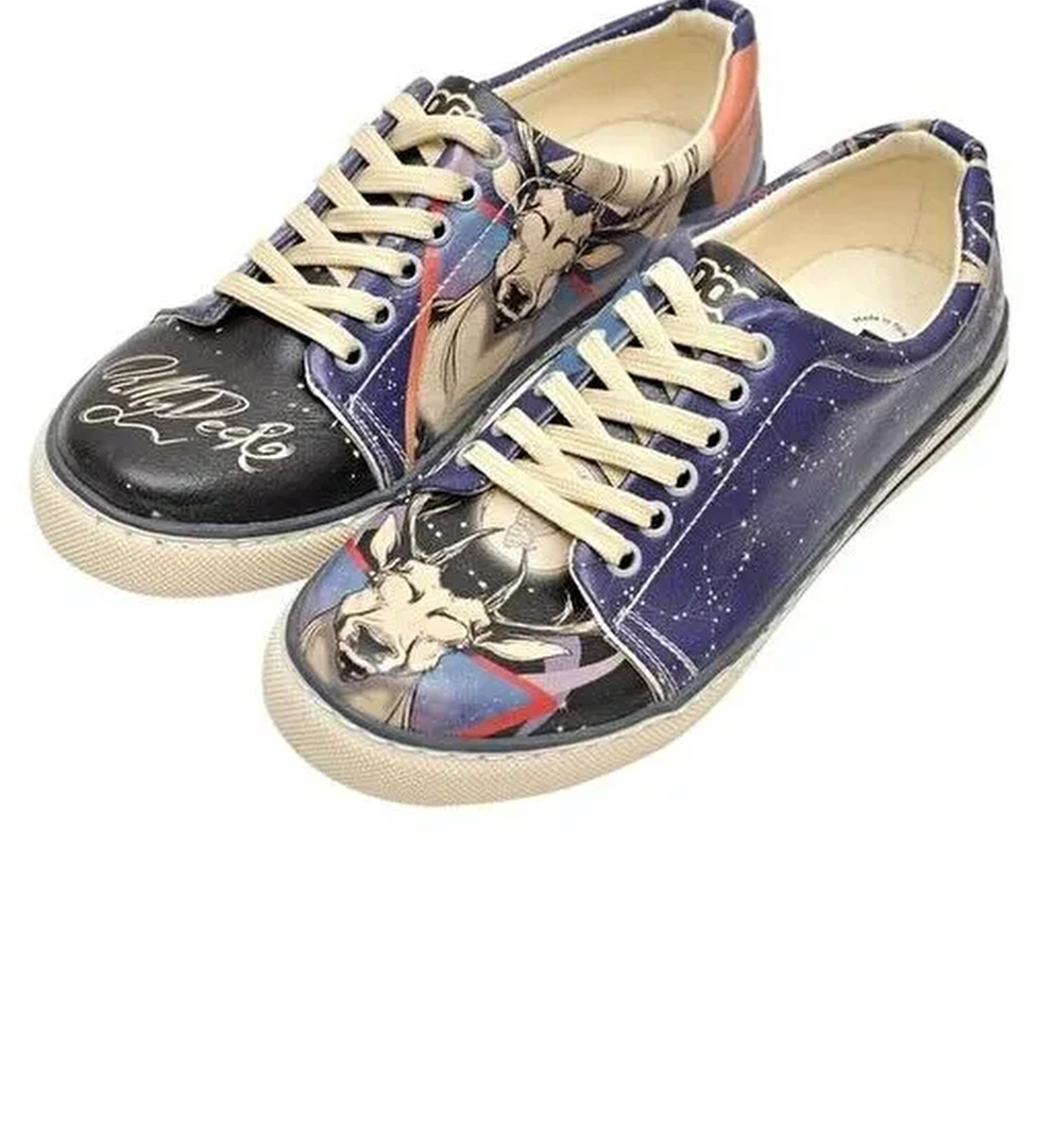 Kadın Vegan Deri Lacivert Sneakers - Oh My Deer Tasarım - Görsel 1