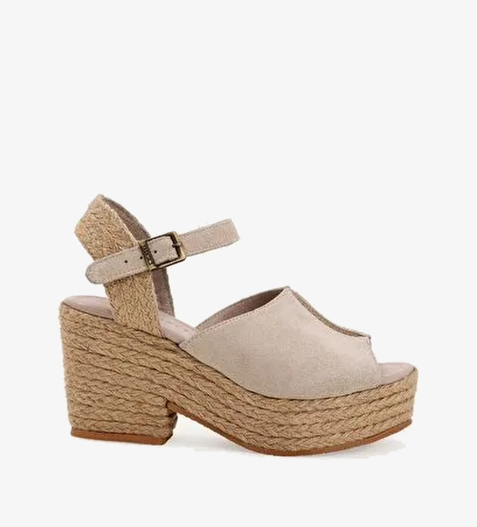 Hasır Toka Detaylı Yüksek Deri Espadril - Görsel 1