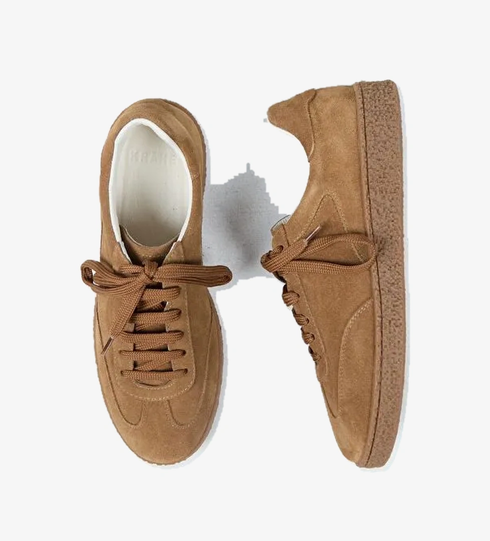 Krahe Palminteri Erkek Hakiki Deri Bağcıklı Kum Sneakers - Görsel 1