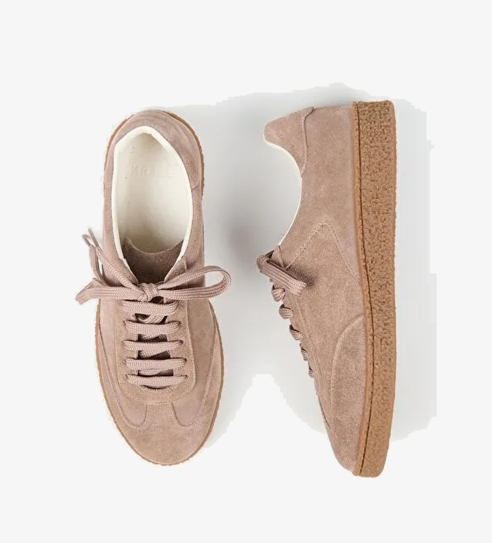 Krahe Palminteri Erkek Hakiki Deri Bağcıklı Vizon Sneakers - Görsel 1