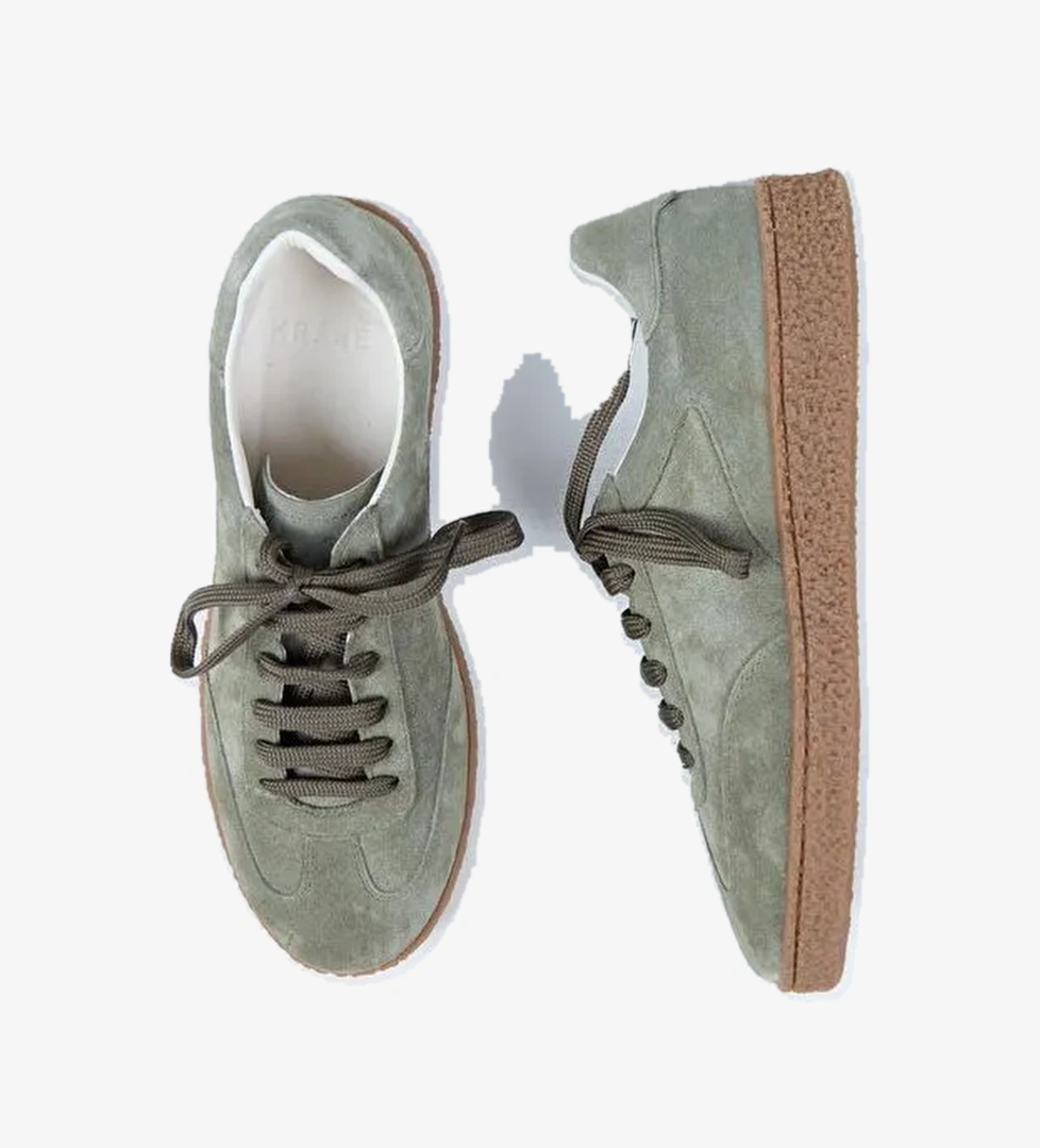 Krahe Palminteri Erkek Hakiki Deri Bağcıklı Yeşil Sneakers - Görsel 1