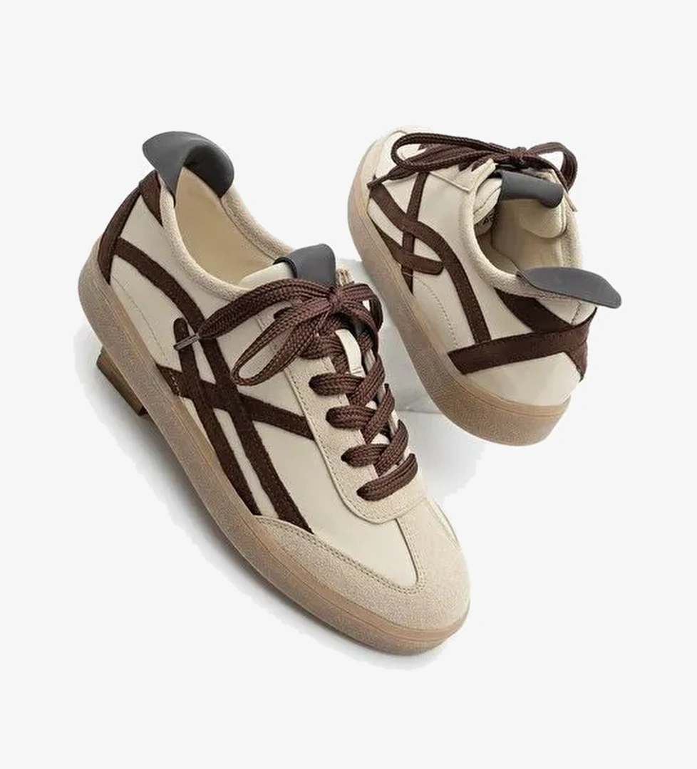 Kadın Sneaker Bağcıklı Spor Ayakkabı Alvena Kahve - Görsel 1