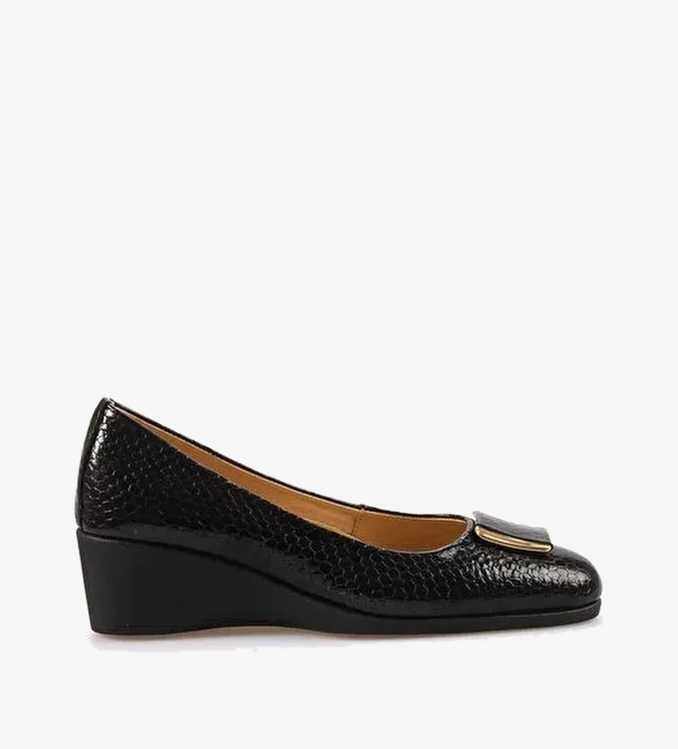 Mocassini Hakiki Deri Rugan Kadın Topuklu Babet 0128 - Görsel 1