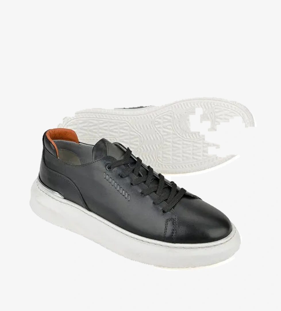 Ziya, Erkek Hakiki Deri Sneaker 151987Z024 Siyah - Görsel 1