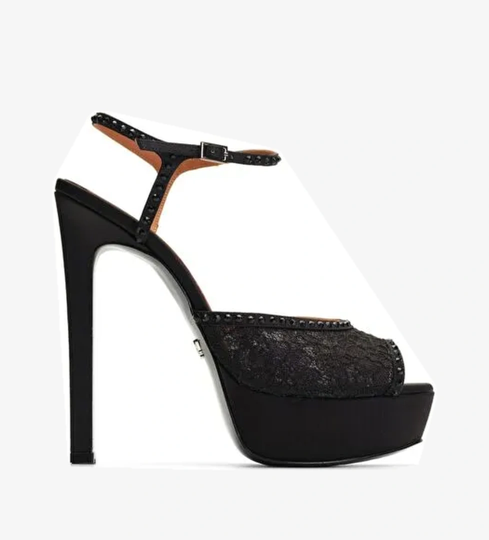 Jabotter Lavinia Saten & Dantel Platform Topuklu Ayakkabı - Görsel 1