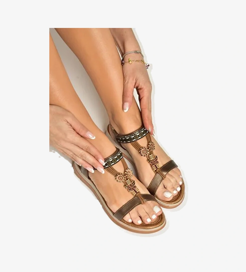 U258615209 Bakır Kadın Sandalet - Görsel 1