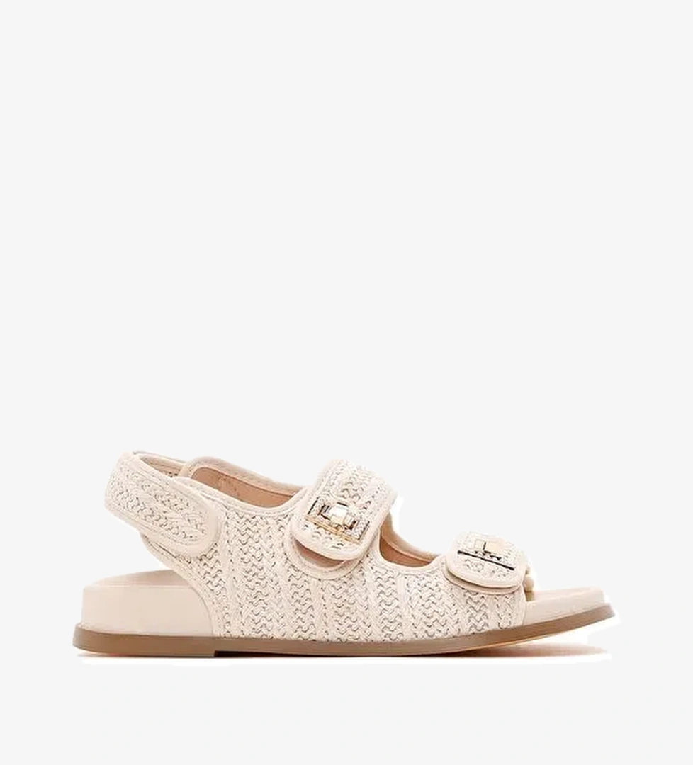 Kadın Bej Hasır Sandalet 25SFD4404M7 - Görsel 1