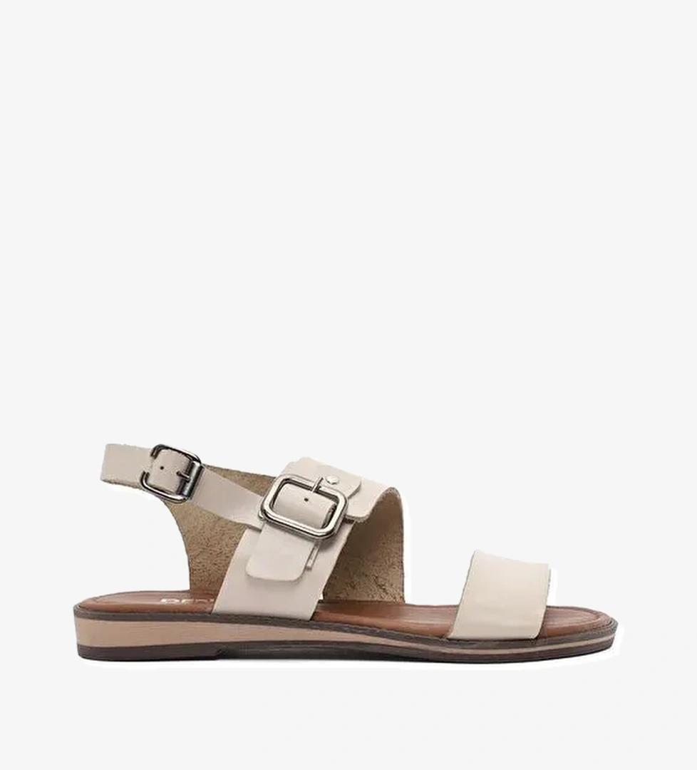Derimod Derimod Kadın Krem Tokalı Deri Bodrum Sandalet 25SFD333418 Sandalet & Terlik | Boyner Krem - 1. görsel