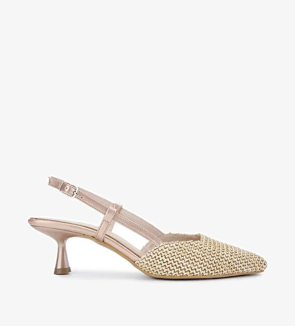 Tamer Tanca Kadın Hakiki Deri Krem Topuklu Ayakkabı - Görsel 1