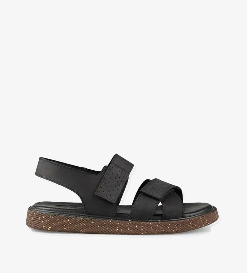 Siyah Deri Erkek Sandalet - Görsel 1